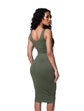 Deep V-Neck Seamless Midi Dress - HeyShape