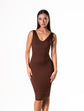 Deep V-Neck Seamless Midi Dress - HeyShape